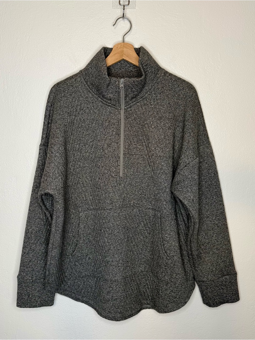GapFit Quilted Jacquard Half-Zip Pullover New Heather Gray Womens Size Large NWT - Picture 7 of 16